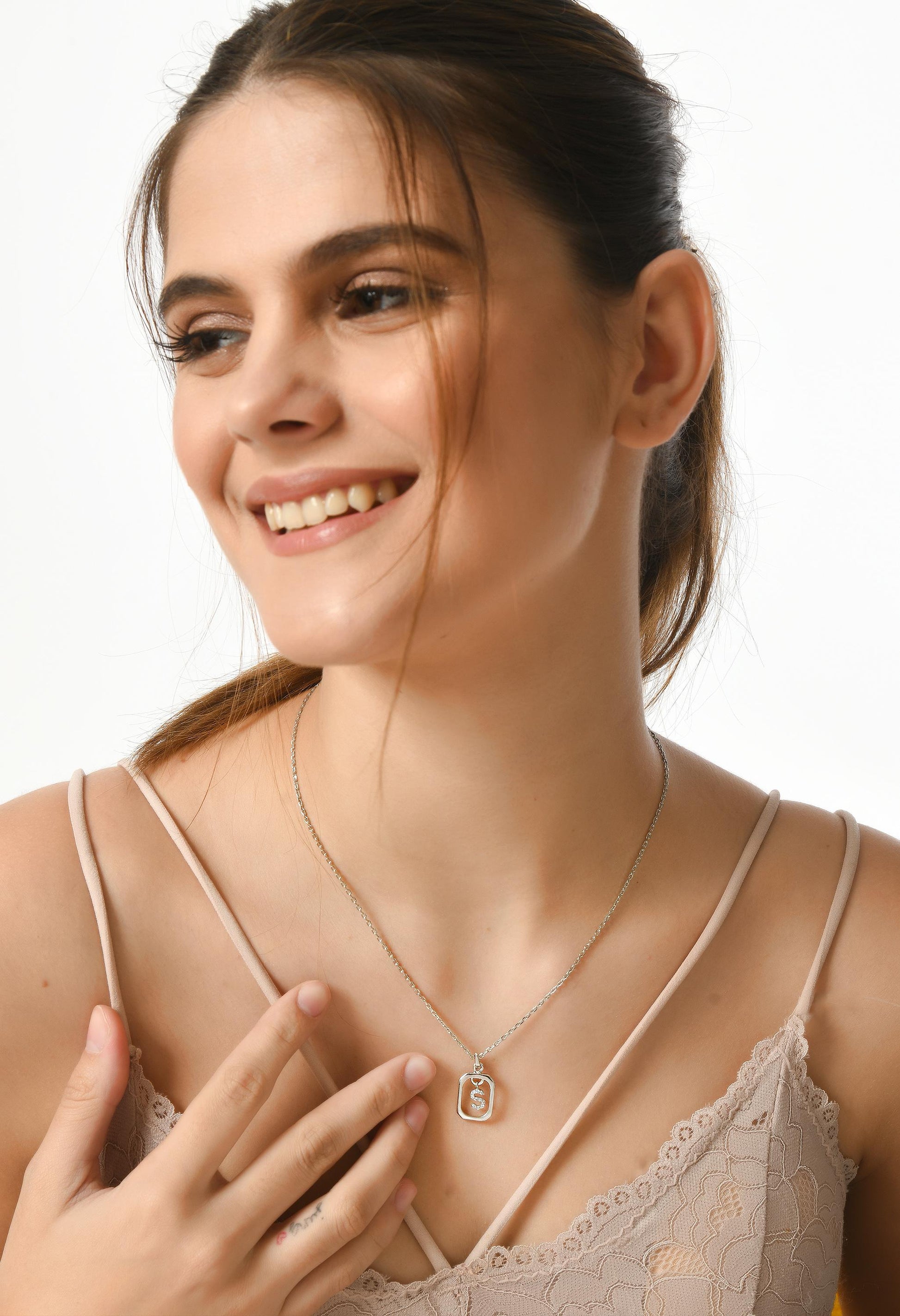 Silver Letter Necklace | Alphabet Pendant Necklace | Best Gift For Girlfriend | Initial Pendant Necklace | 925 Sterling Silver Pendant Necklace