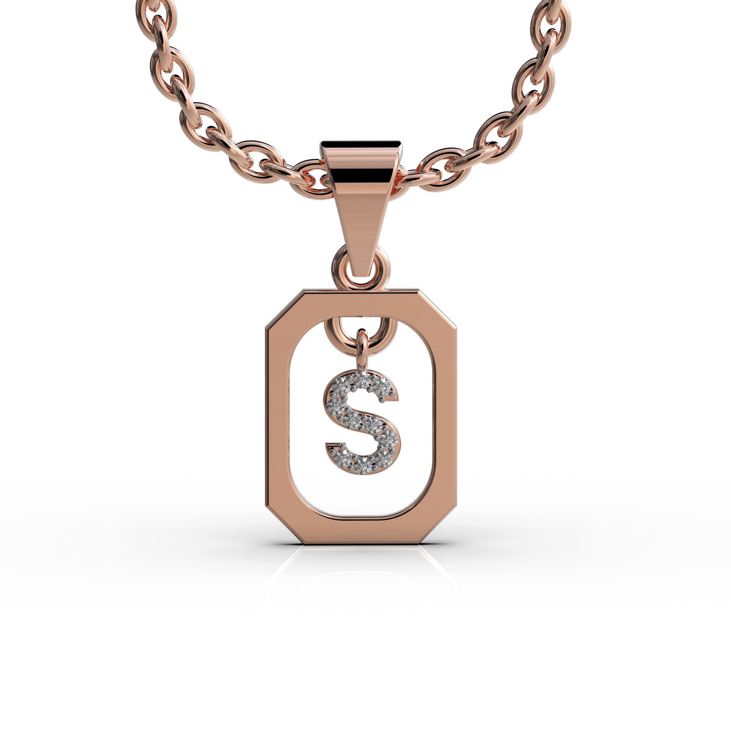 Alphabet Necklace | Rose Gold Initial Necklace | Letter Pendant Rose Gold