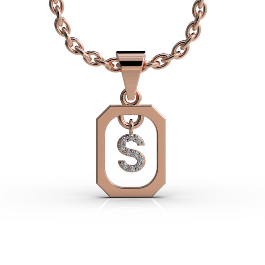 Alphabet Necklace | Rose Gold Initial Necklace | Letter Pendant Rose Gold