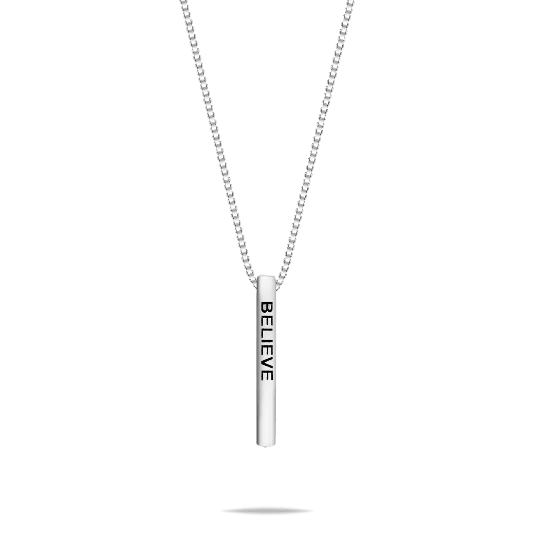 silver bar name pendant