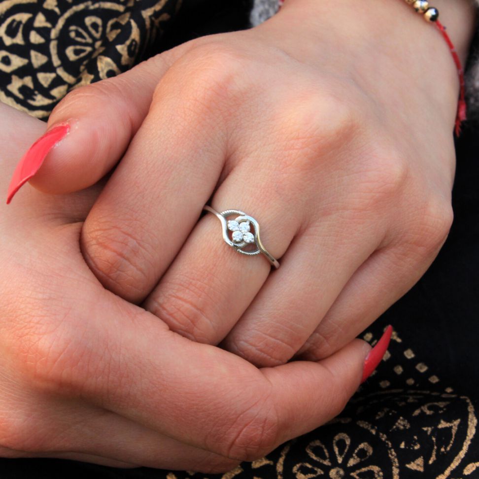 Silver Zircon Astral Ring , silver ring