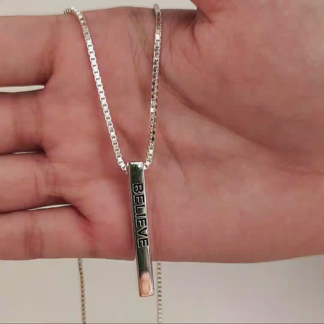 Silver vertical Name pendant