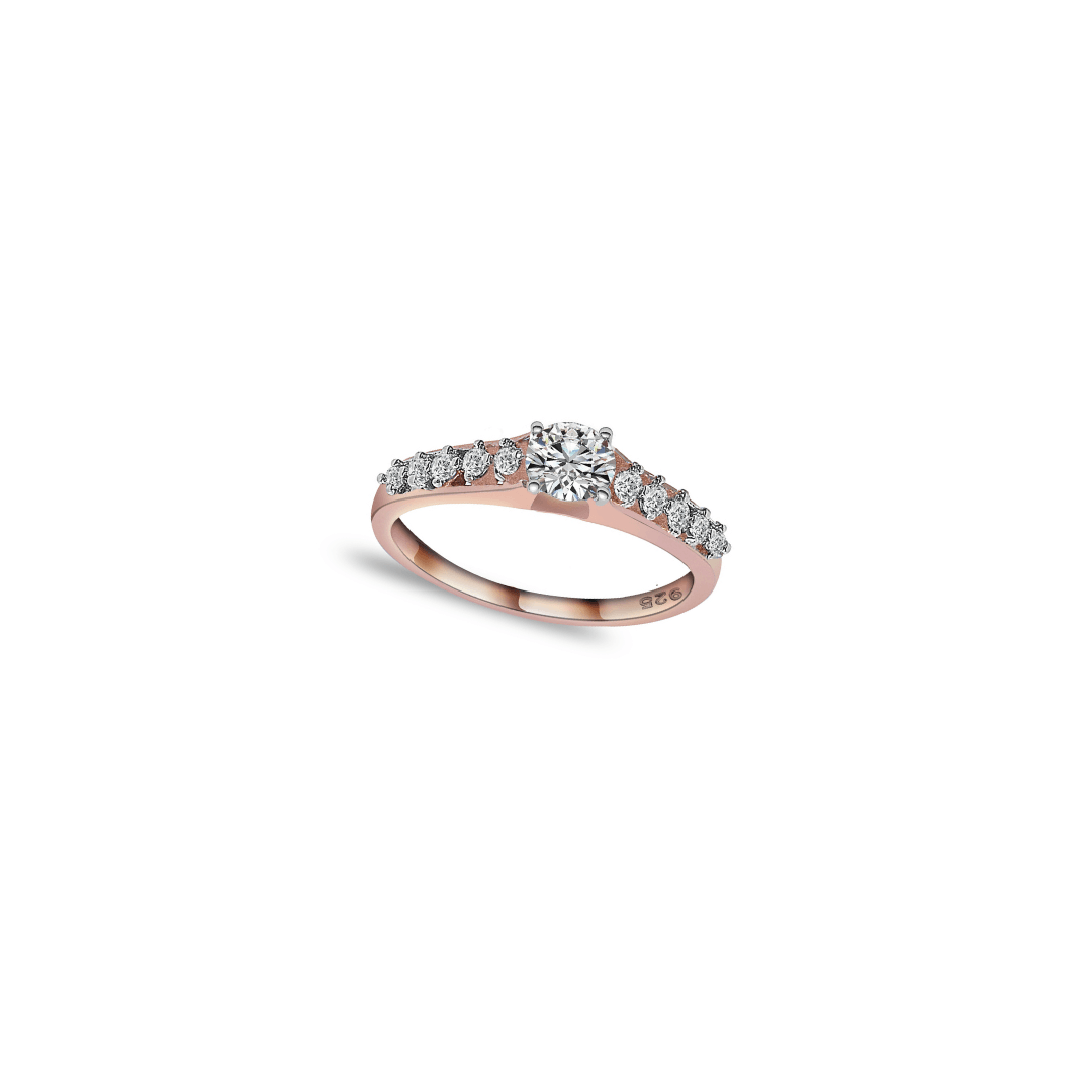 Rosegold Solitaire Charming Ring , silver ring
