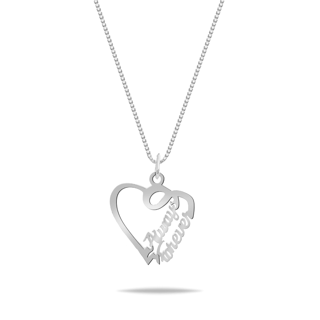 Silver Couple Heart Personalised Pendant
