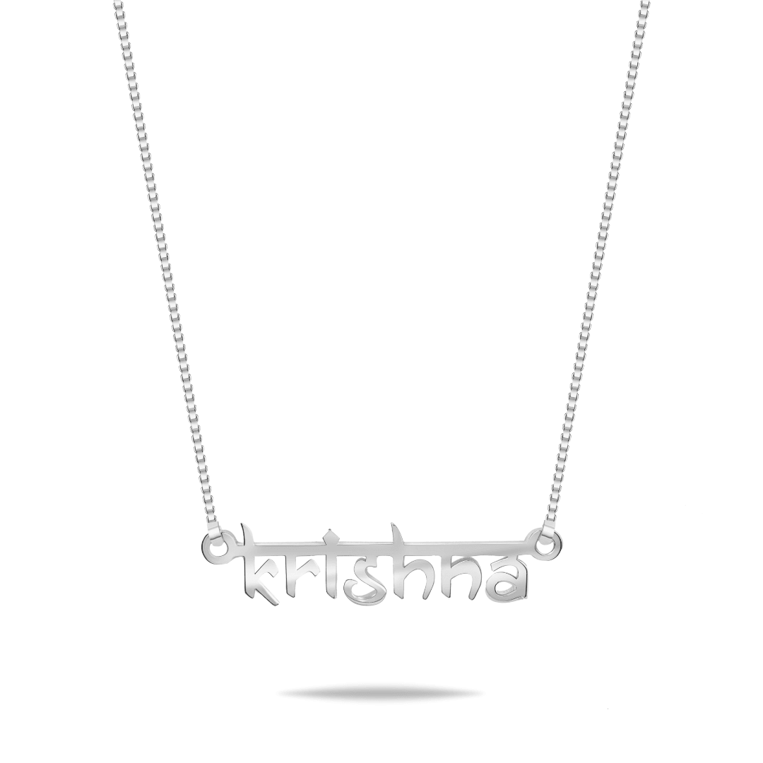 Silver Devanagari Name Pendant Customized Name Pendant Necklace