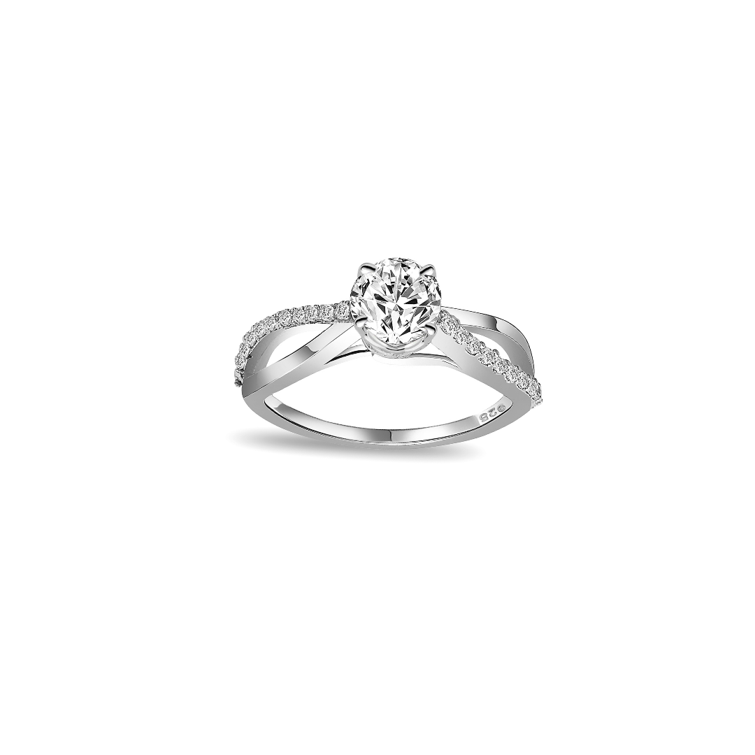 Silver Solitaire Infinity Ring , silver ring