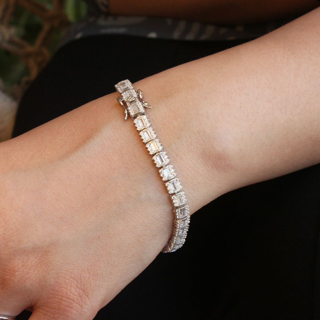 Silver Sparkling Bracelet , solitaire Bracelet , silver bracelet