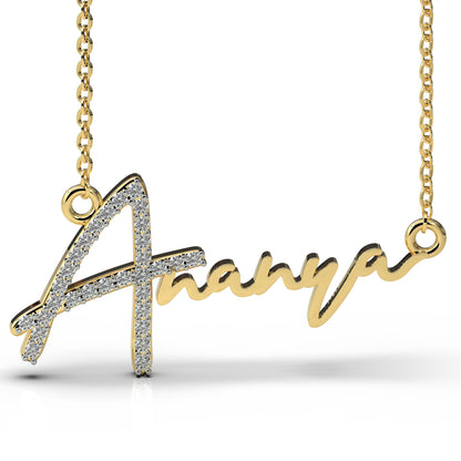 Gold Name Pendant Necklace | Pendant with Chain | Cubic Zirconia | American Diamond | Diamond
