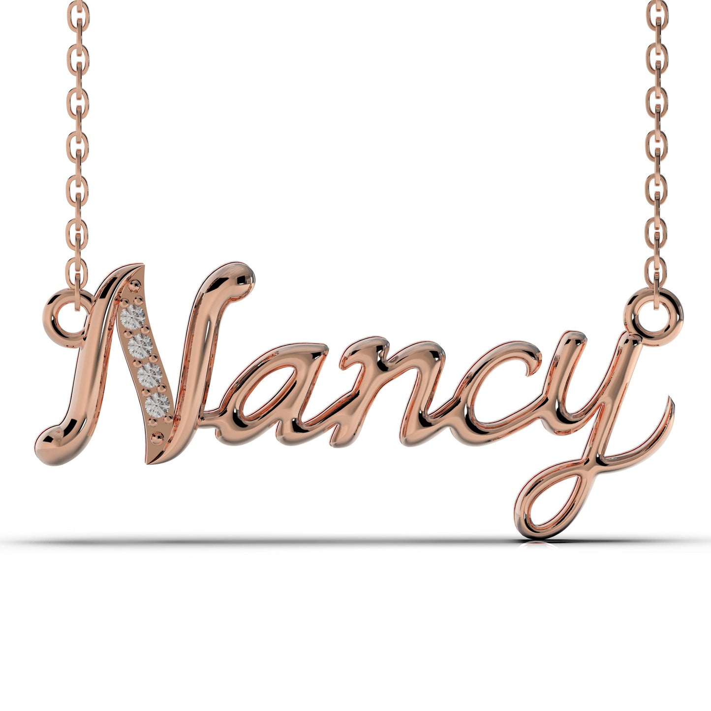 Rose Gold Name Pendant Necklace | Pendant and Necklace | Cubic Zirconia | American Diamond | Custom Diamond Jewellery