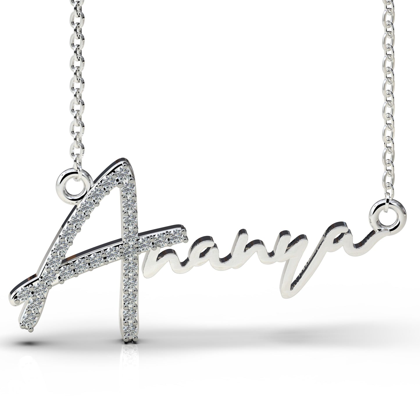 925 Sterling Silver Name Pendant Necklace | Pendant with Chain | Cubic Zirconia | American Diamond | Diamond
