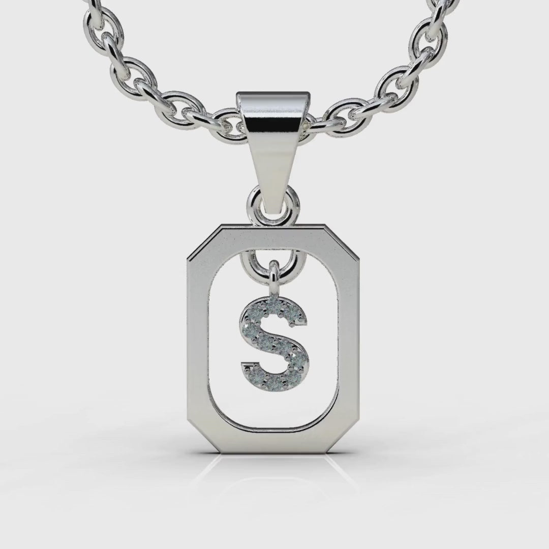 Silver Initial Pendant Necklace | Letter Pendant Necklace | Pendant with chain | Jewellery Gifts | Silver  Name Pendant Design