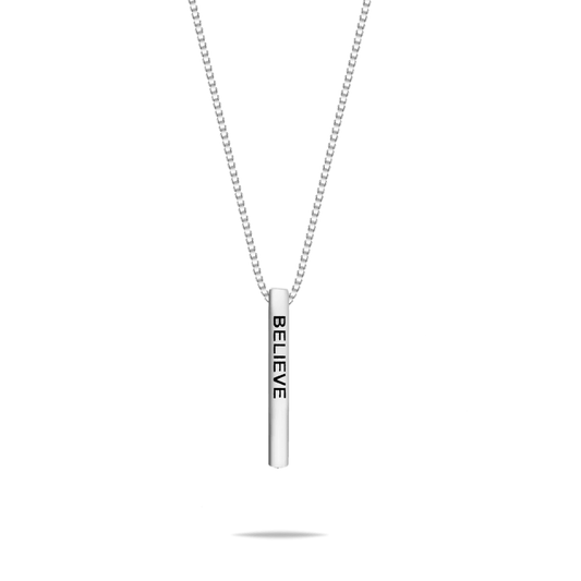 silver bar name pendant