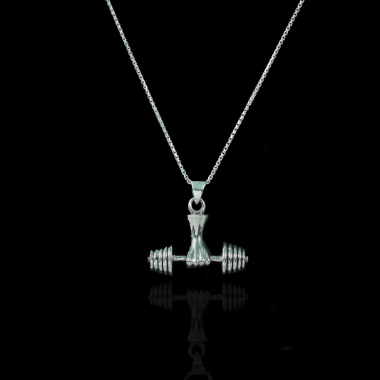 Oxidised Solid Silver Dumbbell Pendant - GLANZ JEWELZ
