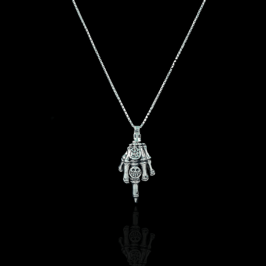 Oxidised Solid Silver Finger Salute Pendant - GLANZ JEWELZ
