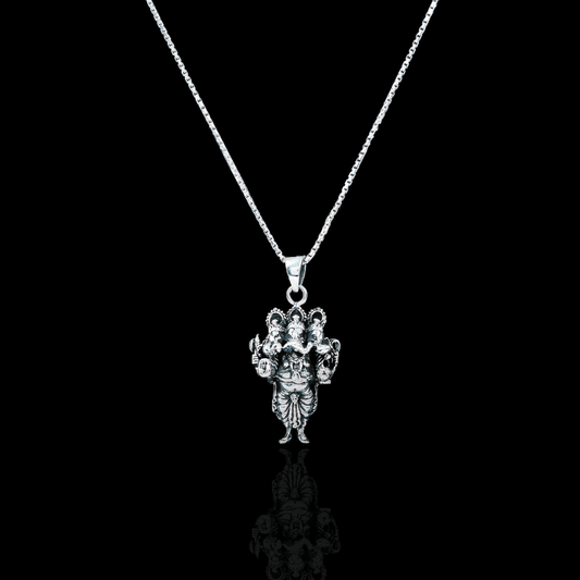Oxidised Solid Silver Ganesha Pendant - GLANZ JEWELZ