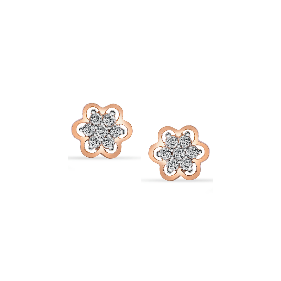 Rosegold Flora Stud Earrings , Silver earrings