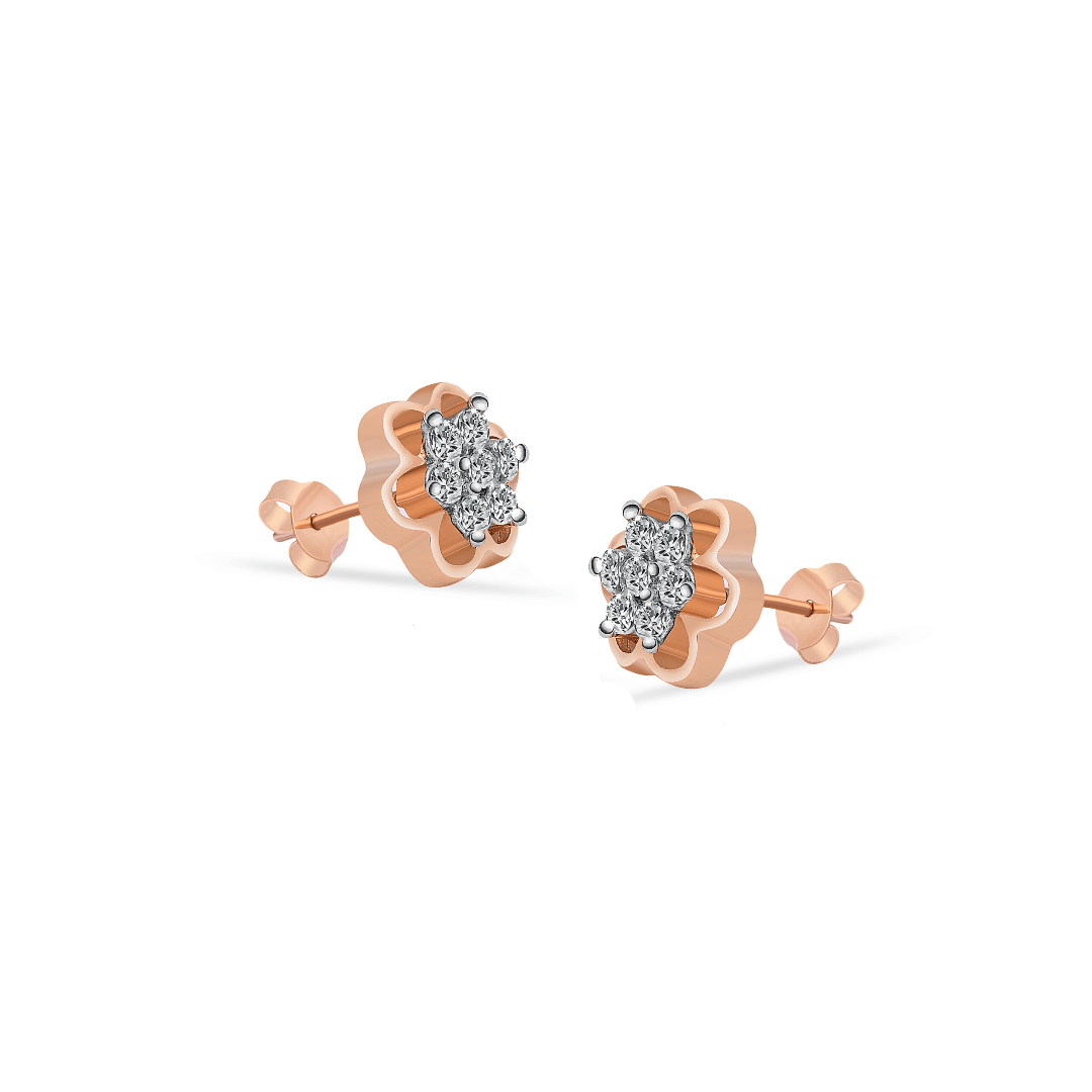 Rosegold Flora Stud Earrings , Silver earrings