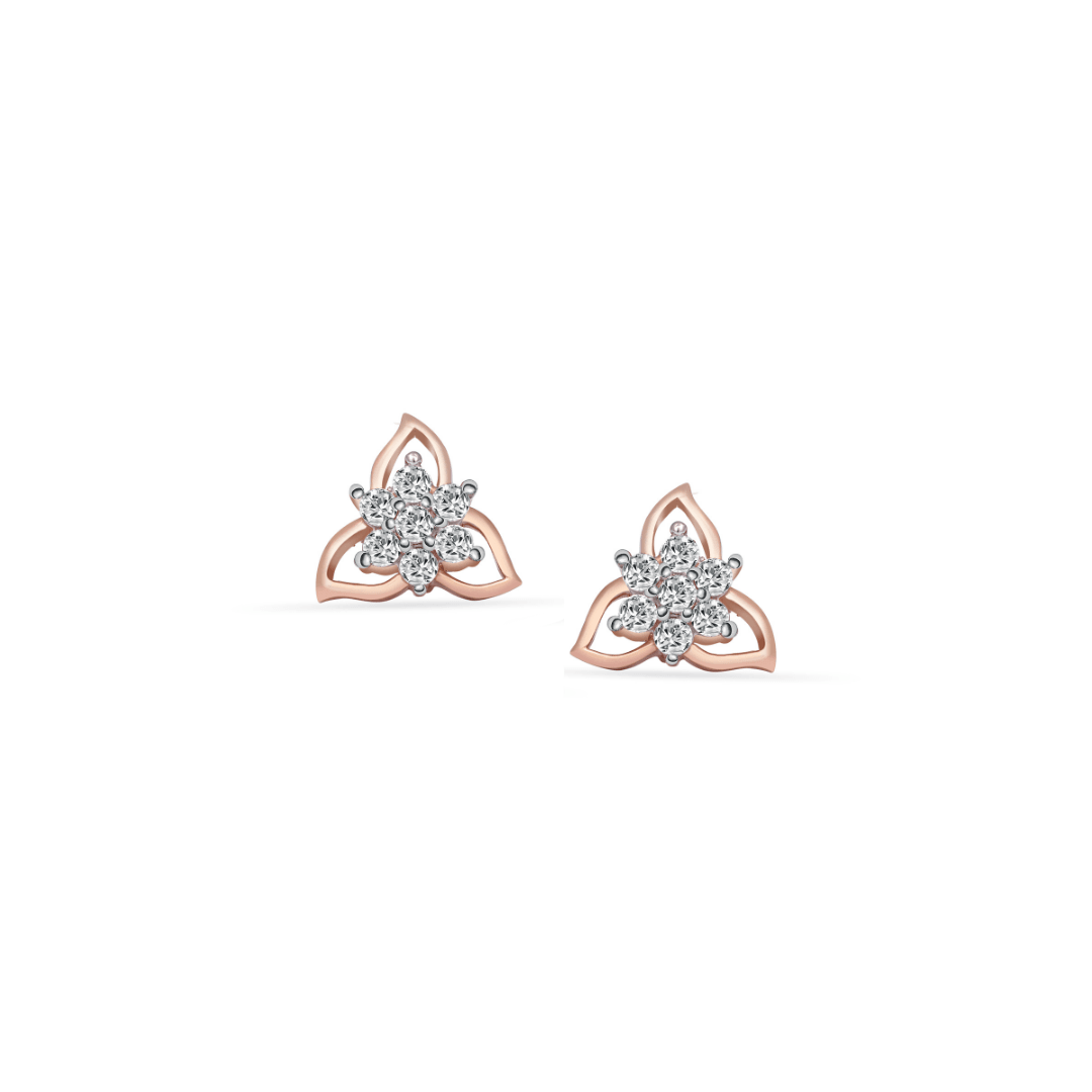 Rosegold Floret Stud Earring , silver earrings