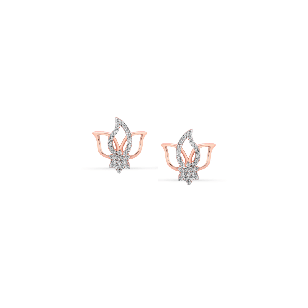 Rosegold Lotus Stud Earrings . silver earrings