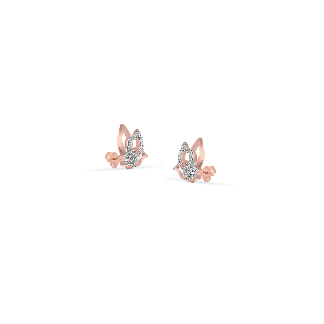 Rosegold Lotus Stud Earrings . silver earrings