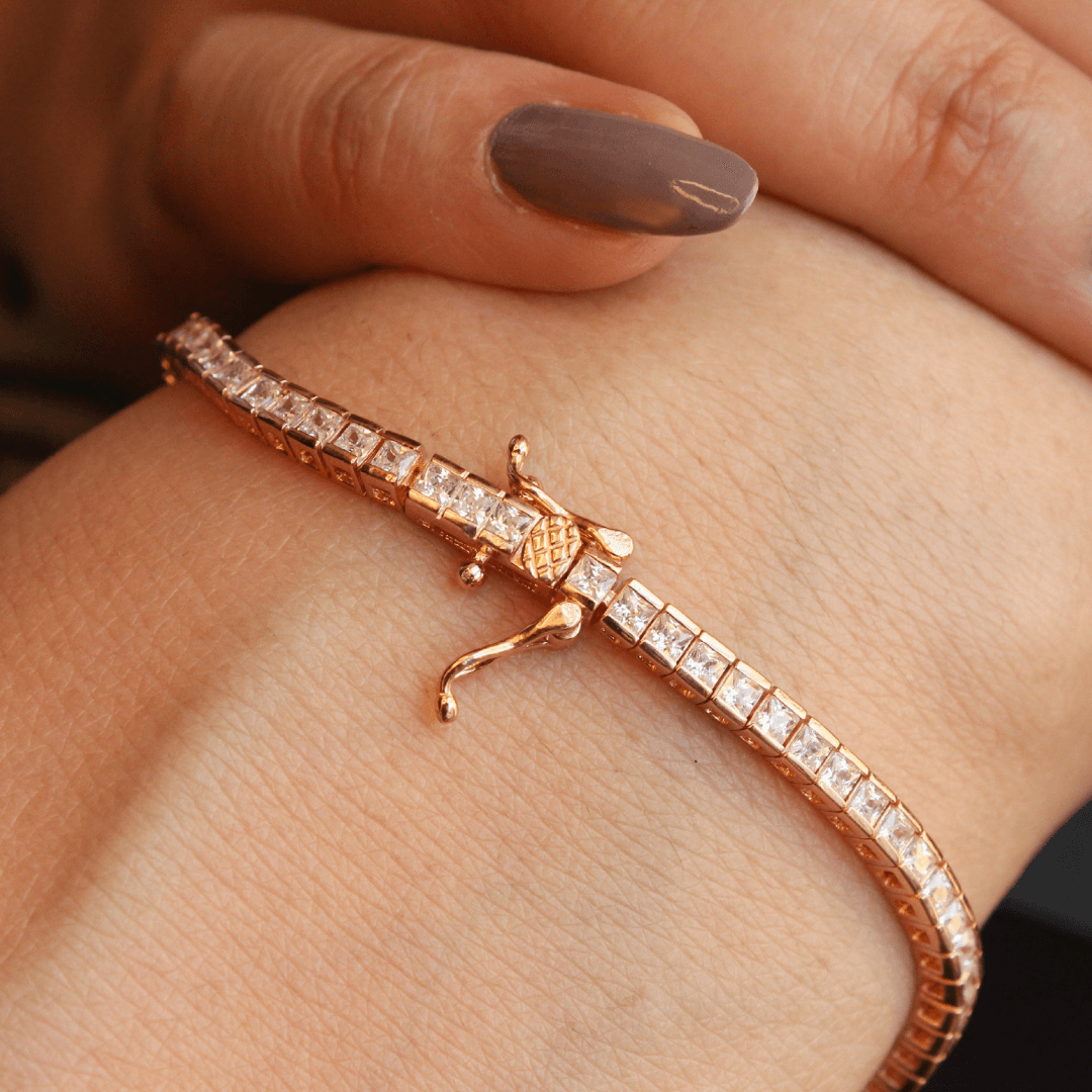 Rosegold Princess Bracelet , solitaire bracelet , Silver Bracelet