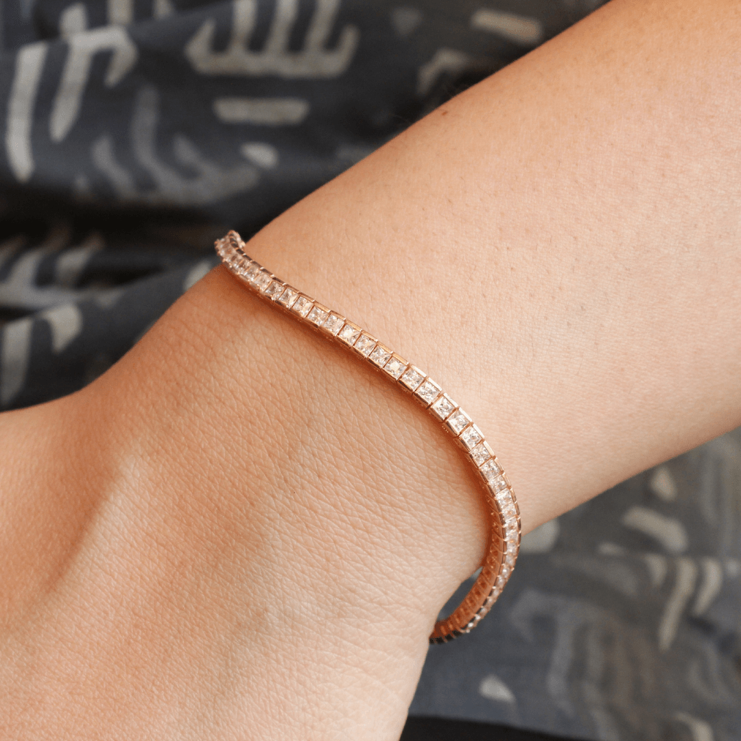 Rosegold Princess Bracelet , solitaire bracelet , Silver Bracelet