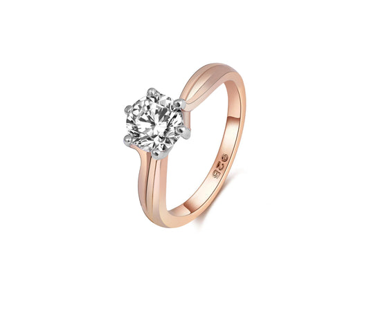 Rosegold Solitaire Embrace Ring , silver ring