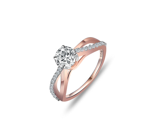 Rosegold Solitaire Infinity Ring , silver ring