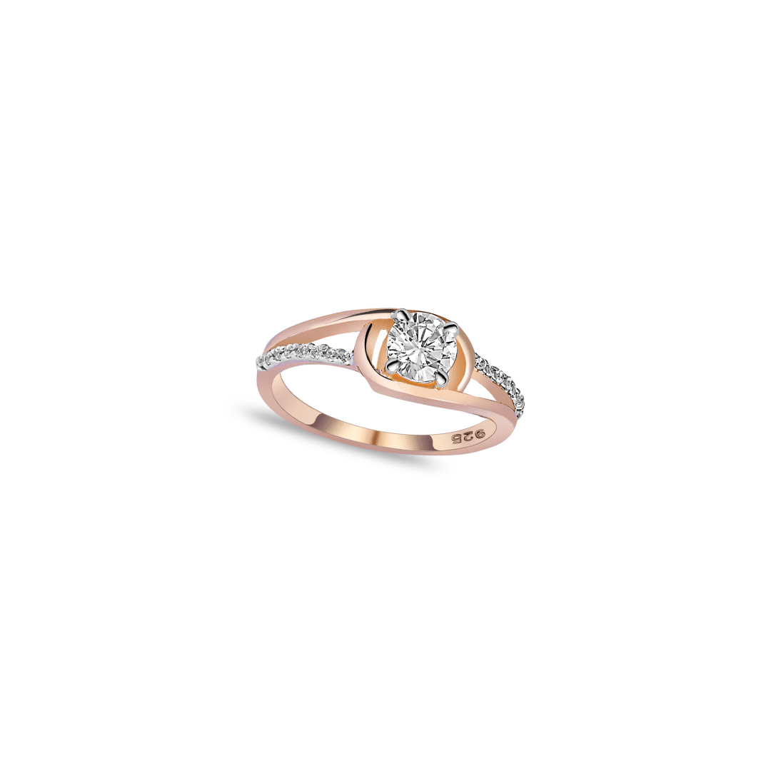 Rosegold Solitaire Subtle Ring , silver ring