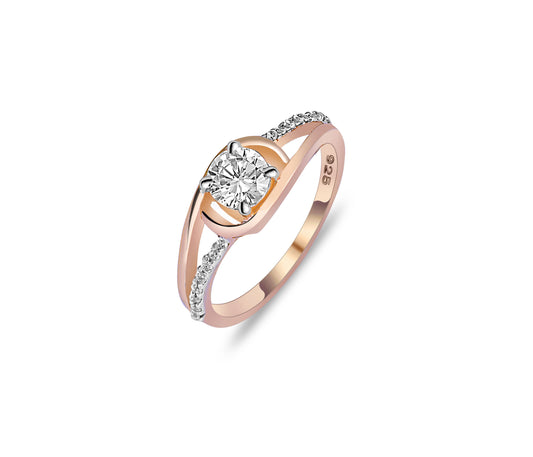 Rosegold Solitaire Subtle Ring , silver ring