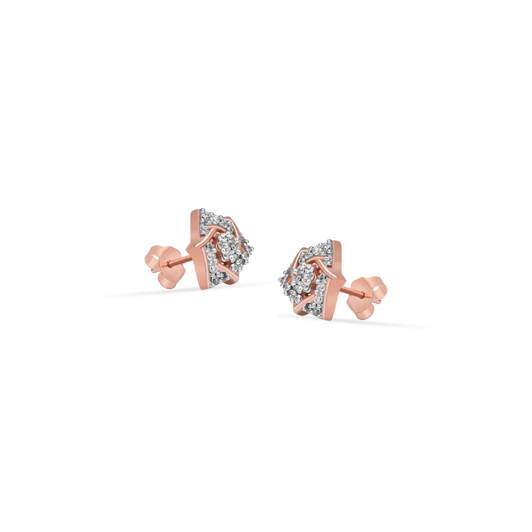 Rosegold Trigon Stud Earrings - GLANZ JEWELZ