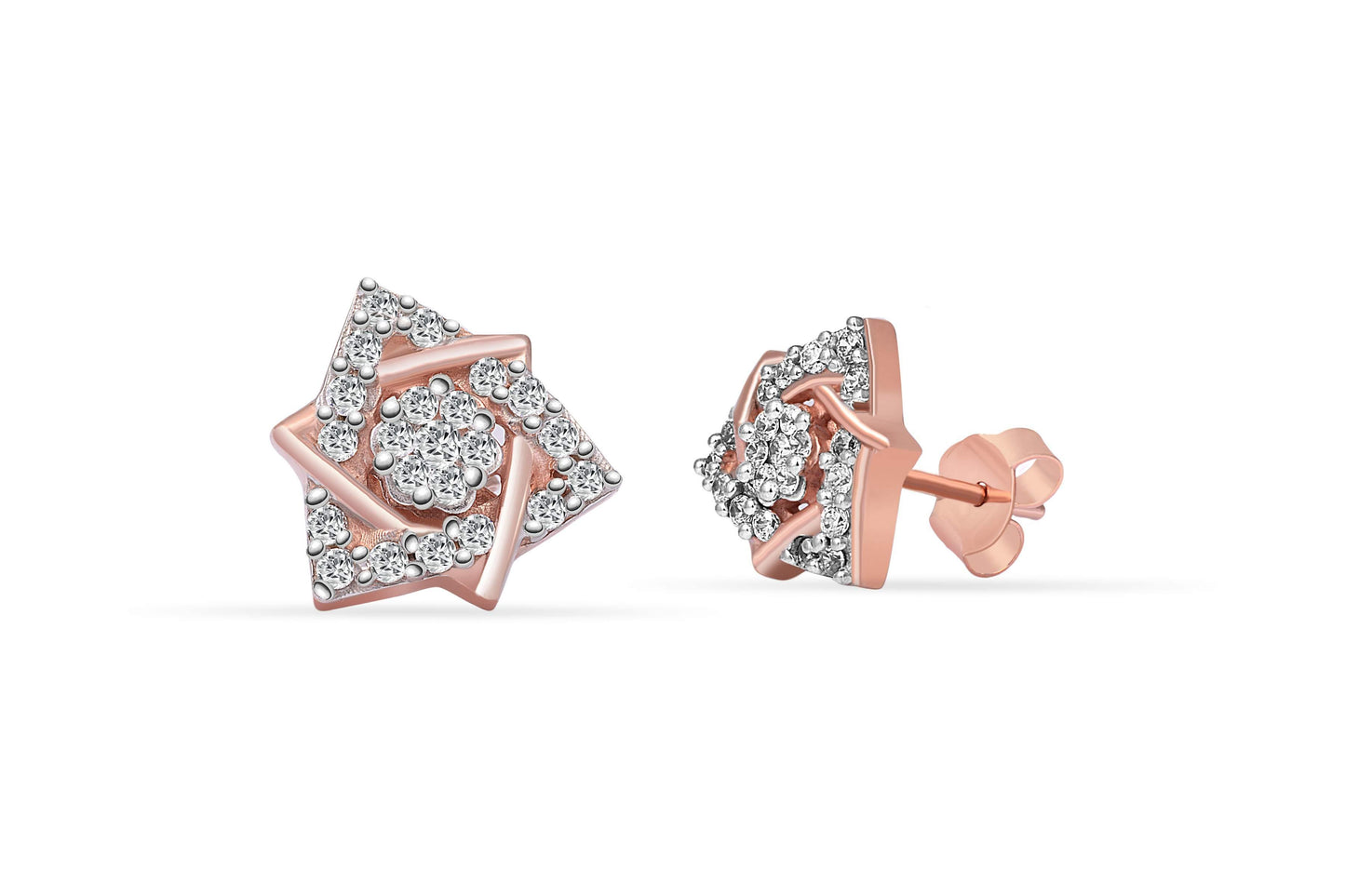 Rosegold Trigon Stud Earrings - GLANZ JEWELZ