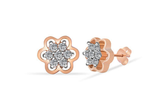 Rosegold Flora Stud Earrings , Silver earrings