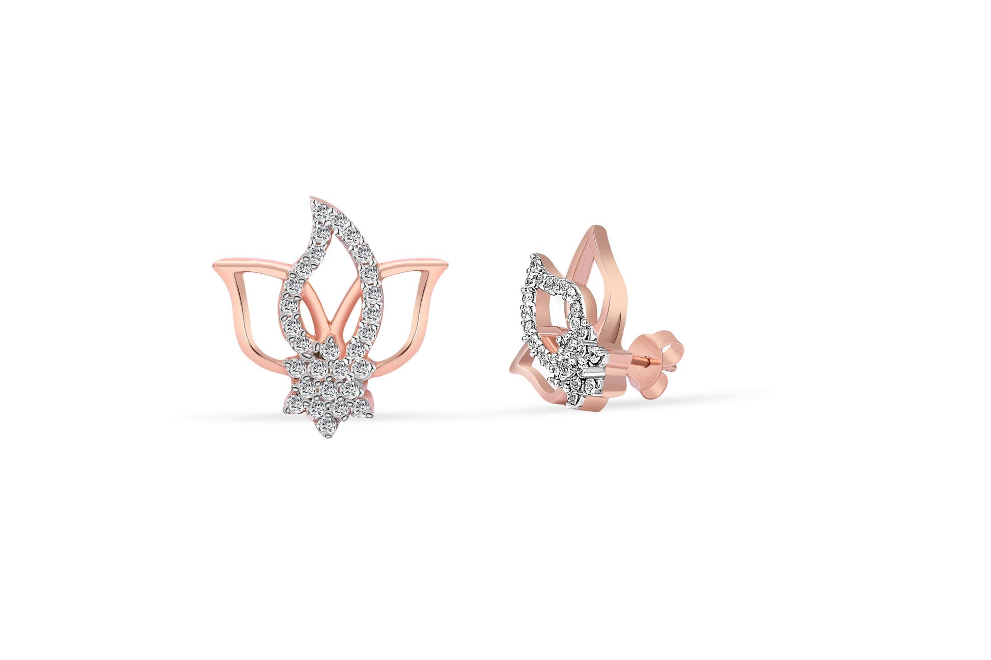 Rosegold Lotus Stud Earrings . silver earrings