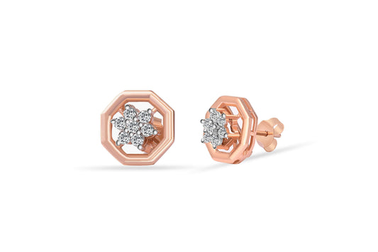 Rosegold Octet Stud Earrings , silver earrings