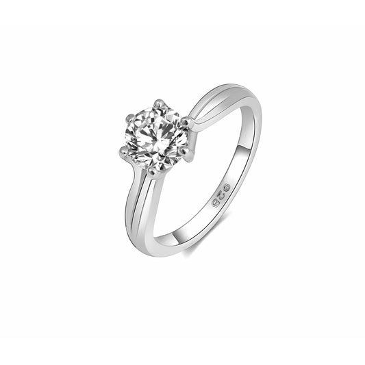Silver Solitaire Embrace Ring , silver ring