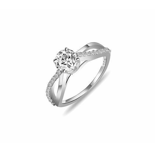 Silver Solitaire Infinity Ring , silver ring