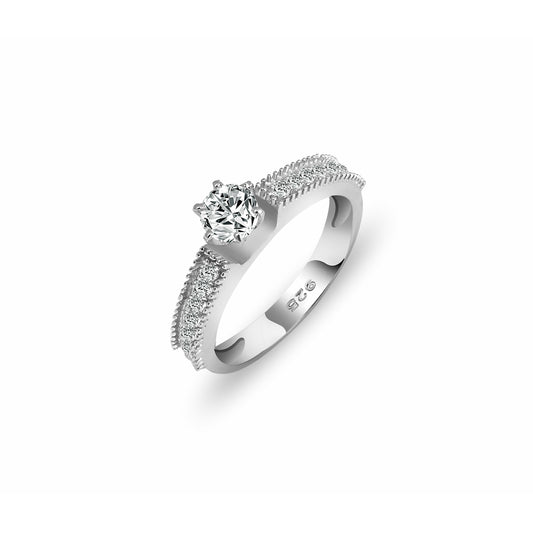 Silver Solitaire Sparkle Ring, silver ring