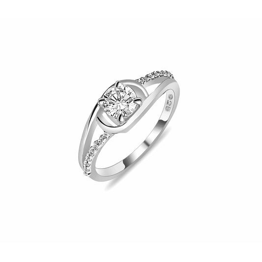 Silver Solitaire Subtle Ring , silver ring