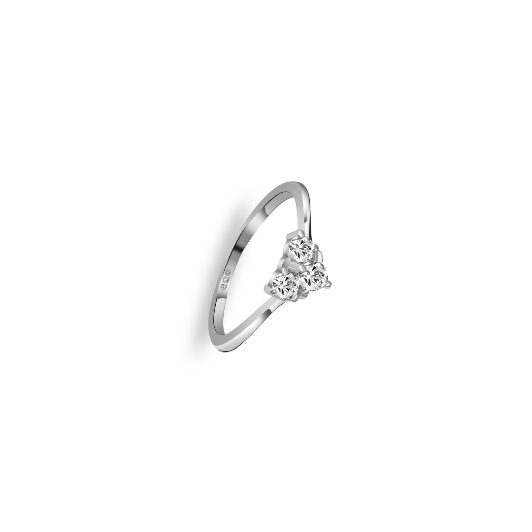 Silver Zircon Heart Ring , silver ring